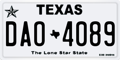 TX license plate DAO4089