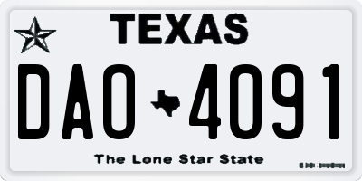 TX license plate DAO4091