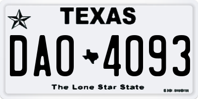 TX license plate DAO4093