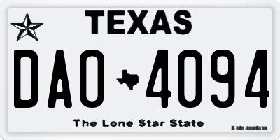 TX license plate DAO4094