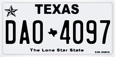 TX license plate DAO4097