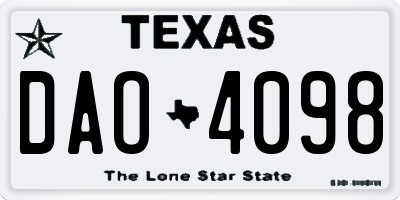 TX license plate DAO4098