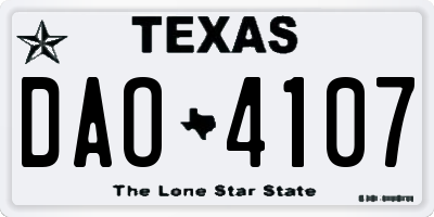 TX license plate DAO4107