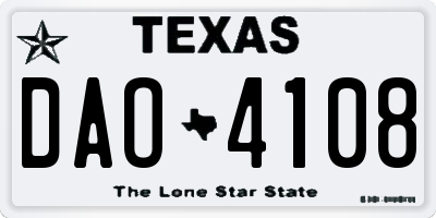 TX license plate DAO4108