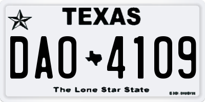 TX license plate DAO4109