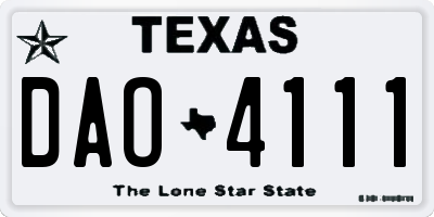 TX license plate DAO4111