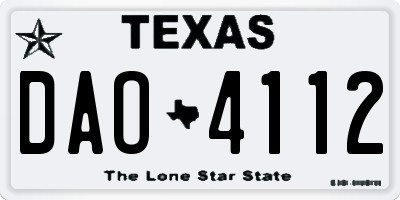 TX license plate DAO4112
