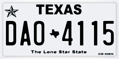 TX license plate DAO4115