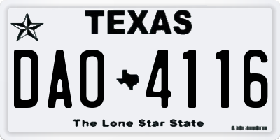 TX license plate DAO4116