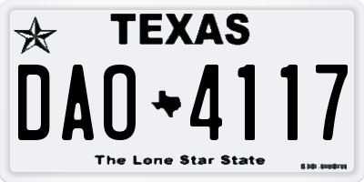 TX license plate DAO4117