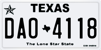 TX license plate DAO4118