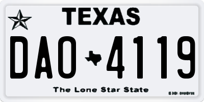 TX license plate DAO4119