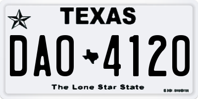 TX license plate DAO4120