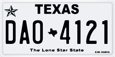 TX license plate DAO4121