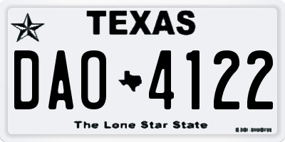 TX license plate DAO4122
