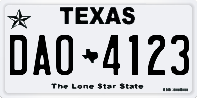 TX license plate DAO4123
