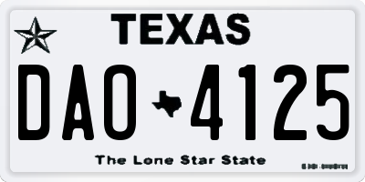 TX license plate DAO4125