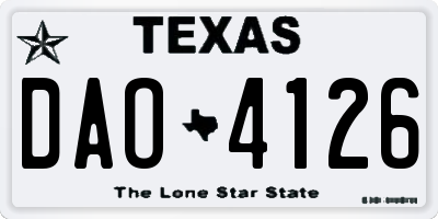 TX license plate DAO4126