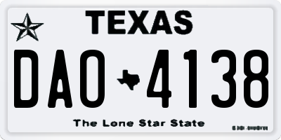 TX license plate DAO4138