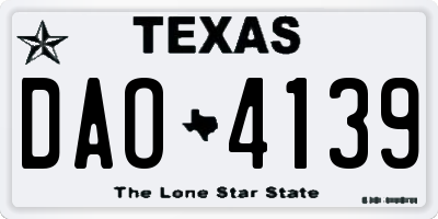 TX license plate DAO4139