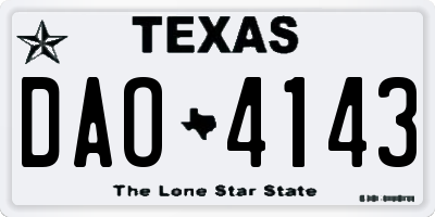 TX license plate DAO4143