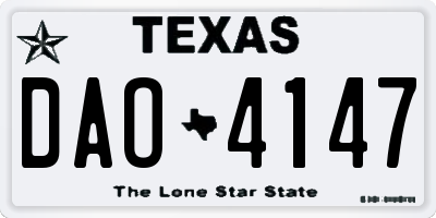 TX license plate DAO4147