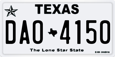 TX license plate DAO4150