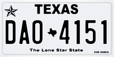 TX license plate DAO4151