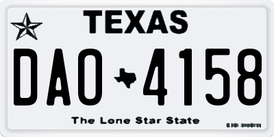 TX license plate DAO4158