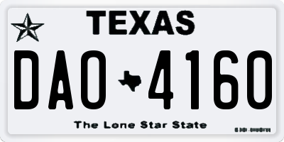 TX license plate DAO4160