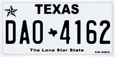 TX license plate DAO4162