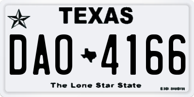 TX license plate DAO4166