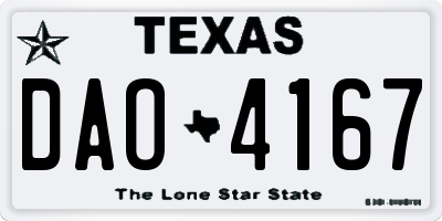TX license plate DAO4167