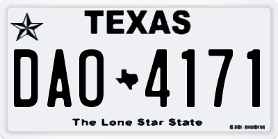 TX license plate DAO4171