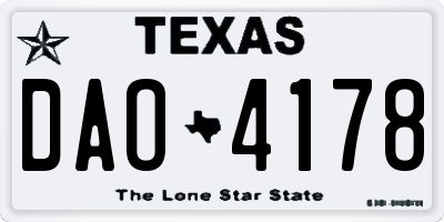 TX license plate DAO4178