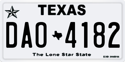 TX license plate DAO4182