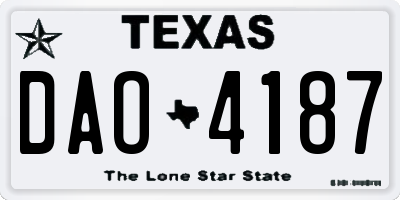TX license plate DAO4187