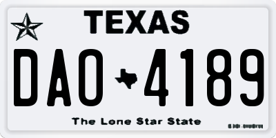 TX license plate DAO4189
