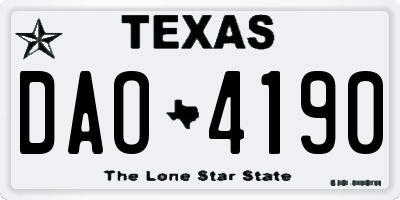 TX license plate DAO4190