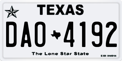 TX license plate DAO4192