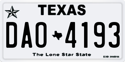 TX license plate DAO4193