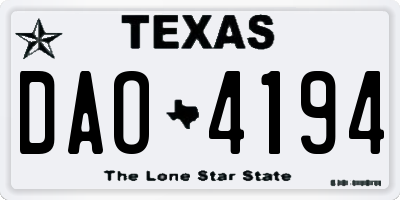 TX license plate DAO4194