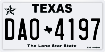 TX license plate DAO4197