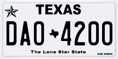 TX license plate DAO4200