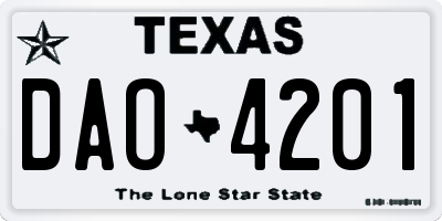 TX license plate DAO4201
