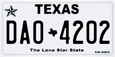 TX license plate DAO4202