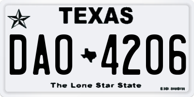 TX license plate DAO4206