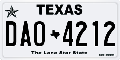 TX license plate DAO4212