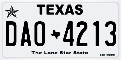 TX license plate DAO4213
