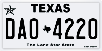 TX license plate DAO4220